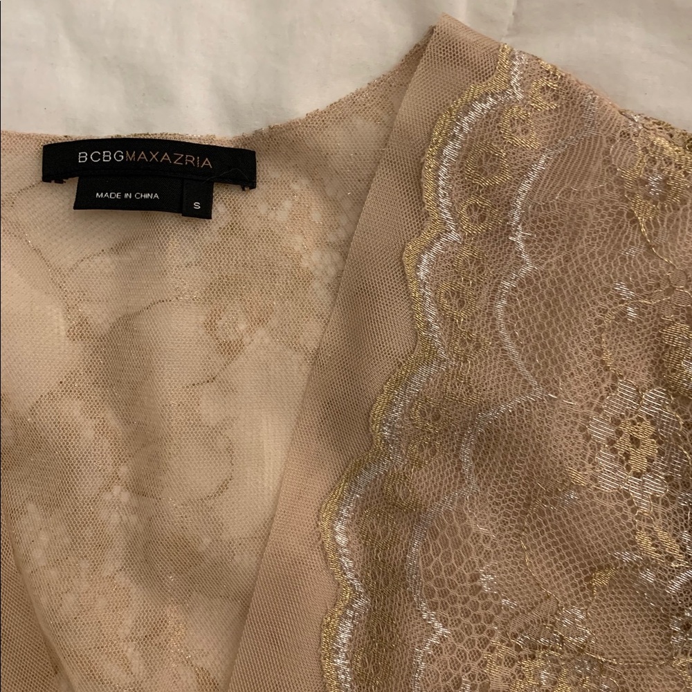 COPY - bcbgmaxazria / gold lace sheer shirt